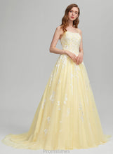 Load image into Gallery viewer, Square Raquel Train Prom Dresses Ball-Gown/Princess Sweep Tulle Neckline