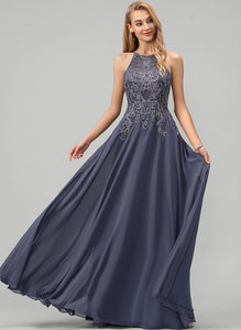 Prom Dresses A-Line Sequins With Floor-Length Alessandra Chiffon Scoop