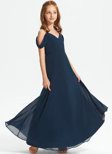 Floor-Length A-Line Chiffon Junior Bridesmaid Dresses Aleah Off-the-Shoulder