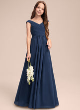 Load image into Gallery viewer, Junior Bridesmaid Dresses A-Line Off-the-Shoulder Chiffon Floor-Length Ruffles Mara With