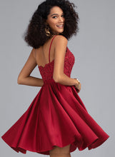 Load image into Gallery viewer, With Satin Sequins Prom Dresses Short/Mini V-neck Beading A-Line Jennifer