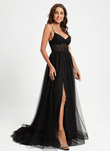 Load image into Gallery viewer, V-neck Pleated Jackie With Ball-Gown/Princess Prom Dresses Tulle Train Sweep