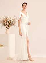 Load image into Gallery viewer, Train Sweep Ruffle V-neck Wedding Dresses Wedding Kaia A-Line Dress With