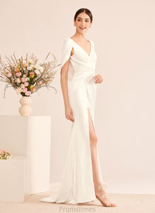 Train Sweep Ruffle V-neck Wedding Dresses Wedding Kaia A-Line Dress With