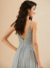 Load image into Gallery viewer, Marely Prom Dresses Lace Split With V-neck Sequins Front Chiffon A-Line Floor-Length