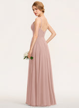 Load image into Gallery viewer, V-neck Ruffle Chiffon Prom Dresses A-Line Amber Floor-Length With