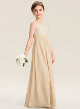 Load image into Gallery viewer, Chiffon Floor-Length A-Line Lace Scoop Taniyah Neck Junior Bridesmaid Dresses