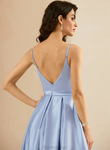 Load image into Gallery viewer, Pockets Ball-Gown/Princess Prom Dresses Satin Ruffle Deborah V-neck Floor-Length With