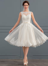 Load image into Gallery viewer, Tulle Bow(s) Annie Knee-Length With Wedding Wedding Dresses Dress A-Line Illusion