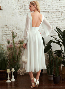 A-Line Wedding Wedding Dresses Dress V-neck Tea-Length Uerica