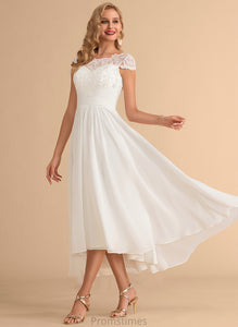 Wedding Dress Asymmetrical Renee Scoop Wedding Dresses A-Line Chiffon Neck