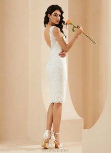 Ellie Wedding Dress V-neck Sheath/Column Wedding Dresses Knee-Length