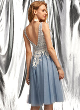 Load image into Gallery viewer, A-Line Tulle V-neck Knee-Length Prom Dresses Finley