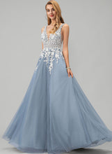 Load image into Gallery viewer, Lace Prom Dresses Floor-Length Ball-Gown/Princess With V-neck Hazel Tulle