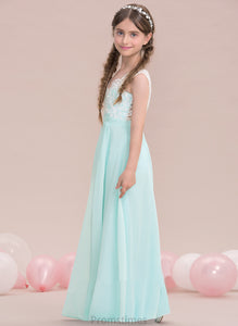 Jazlene Chiffon A-Line V-neck Junior Bridesmaid Dresses Floor-Length