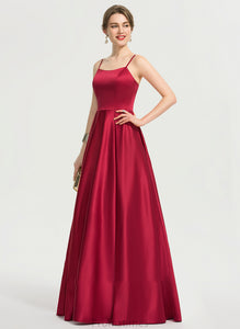 Gertie Square Prom Dresses Satin Neckline A-Line Floor-Length