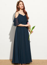 Load image into Gallery viewer, Junior Bridesmaid Dresses A-Line Off-the-Shoulder Kenzie Chiffon Floor-Length Ruffle With