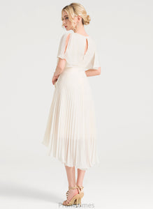 Alannah A-Line Dress Wedding Neck Scoop Pleated With Chiffon Wedding Dresses Asymmetrical