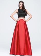 Load image into Gallery viewer, Elsa Satin Ball-Gown/Princess With Neck Prom Dresses Pockets Floor-Length Scoop