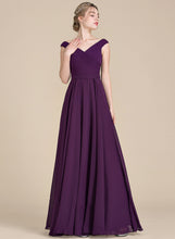 Load image into Gallery viewer, A-Line Kaiya Floor-Length Off-the-Shoulder With Prom Dresses Ruffle Chiffon