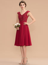 Load image into Gallery viewer, With Prom Dresses V-neck Chiffon A-Line Lace Knee-Length Isis Beading