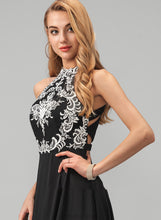 Load image into Gallery viewer, A-Line Henrietta Floor-Length With Lace Chiffon Prom Dresses Scoop Neck