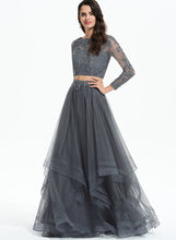 Load image into Gallery viewer, Tulle Floor-Length Prom Dresses Scoop Jaylee Ball-Gown/Princess Neck With Beading Sequins