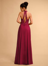 Load image into Gallery viewer, Myla Floor-Length A-Line Lace Halter Chiffon Prom Dresses Sequins With