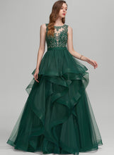 Load image into Gallery viewer, Lace Floor-Length Fiona Illusion Ball-Gown/Princess Scoop Prom Dresses Tulle