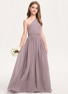 With Junior Bridesmaid Dresses Marianna A-Line One-Shoulder Floor-Length Chiffon Ruffle