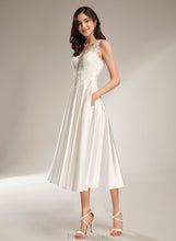 Load image into Gallery viewer, Dress A-Line Wedding With Tea-Length Ingrid Pockets V-neck Wedding Dresses