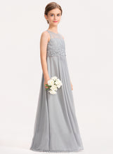 Load image into Gallery viewer, Neck Chiffon Floor-Length Lace Junior Bridesmaid Dresses A-Line Scoop Nydia