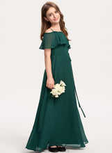 Load image into Gallery viewer, Bow(s) With Off-the-Shoulder Junior Bridesmaid Dresses Andrea Chiffon Floor-Length A-Line