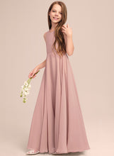 Load image into Gallery viewer, Chiffon A-Line Floor-Length Junior Bridesmaid Dresses Jasmin Scoop With Bow(s) Neck