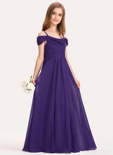 Load image into Gallery viewer, Chiffon Floor-Length With Off-the-Shoulder A-Line Meghan Junior Bridesmaid Dresses Ruffle