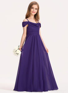 Chiffon Floor-Length With Off-the-Shoulder A-Line Meghan Junior Bridesmaid Dresses Ruffle