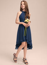 Load image into Gallery viewer, Scoop Asymmetrical Chiffon Neck A-Line Addyson Junior Bridesmaid Dresses With Ruffles