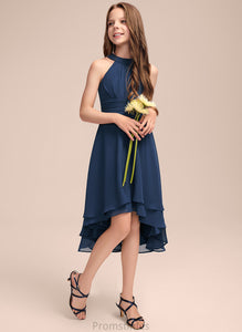 Scoop Asymmetrical Chiffon Neck A-Line Addyson Junior Bridesmaid Dresses With Ruffles