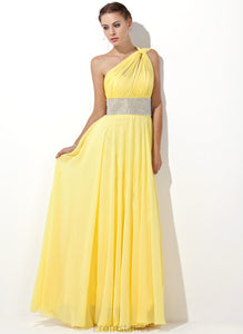 Ruffle With A-Line Prom Dresses One-Shoulder Ayla Chiffon Floor-Length Beading