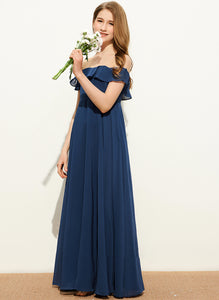 Yoselin A-Line Chiffon Junior Bridesmaid Dresses Off-the-Shoulder Floor-Length