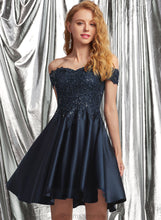 Load image into Gallery viewer, Satin Prom Dresses Off-the-Shoulder Short/Mini With Aliyah A-Line Lace Sequins