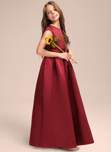 Load image into Gallery viewer, Scoop Neck Pockets Floor-Length A-Line Satin Bow(s) Patricia Junior Bridesmaid Dresses With