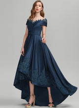 Load image into Gallery viewer, Sequins Ball-Gown/Princess Satin Saniya Asymmetrical Neck Prom Dresses Pockets With Scoop