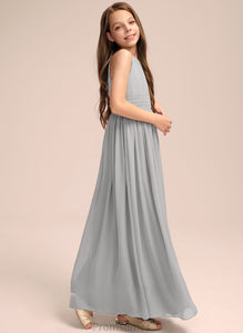 Neck Chiffon Scoop Junior Bridesmaid Dresses With A-Line Floor-Length Jaelynn Ruffle