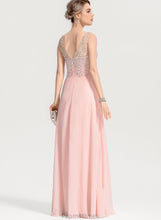 Load image into Gallery viewer, Chiffon With Beading Sequins A-Line Split Georgia Front V-neck Floor-Length Prom Dresses