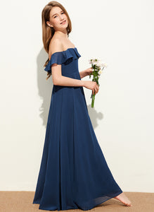 Yoselin A-Line Chiffon Junior Bridesmaid Dresses Off-the-Shoulder Floor-Length