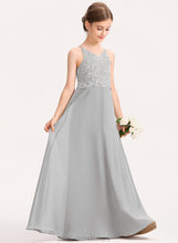 Load image into Gallery viewer, Lace Gertrude Chiffon V-neck A-Line Floor-Length Junior Bridesmaid Dresses