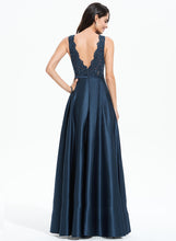 Load image into Gallery viewer, Prom Dresses Dahlia Floor-Length V-neck Sequins Lace A-Line With Satin