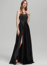 Load image into Gallery viewer, Pockets Floor-Length Prom Dresses With Square Front A-Line Adalyn Neckline Satin Split