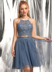 Scoop Tulle Beading Victoria Short/Mini With Prom Dresses Neck Sequins A-Line